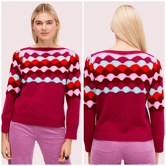 New Kate Spade Scallop Intarsia Sweater 